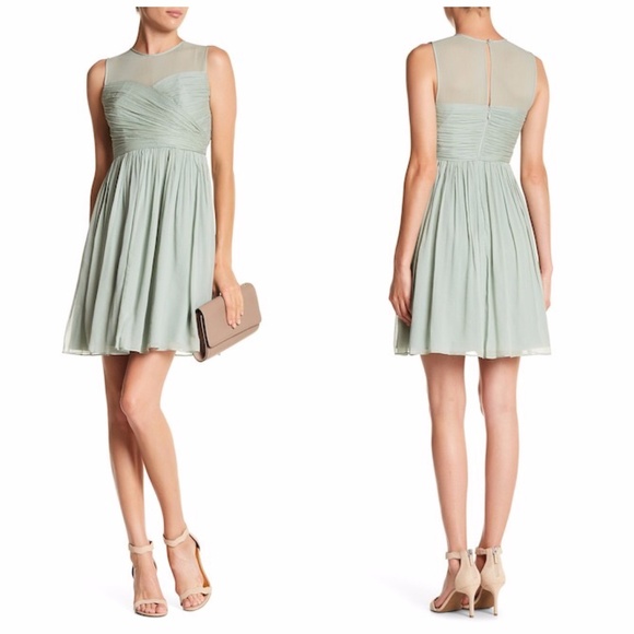 J. Crew Clara Chiffon Dusty Green Shale Dress Size 8P - Picture 1 of 8